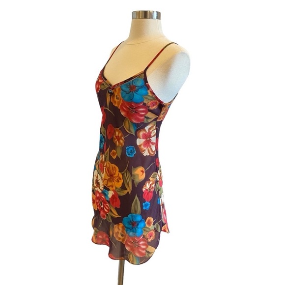 Vintage Floral Slip Dress V Neck Spaghetti Strap Mini - Picture 5 of 11